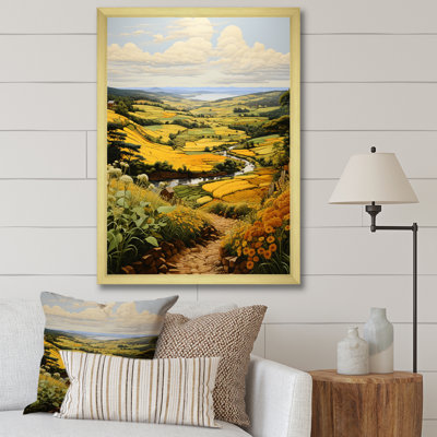 «Farm Harvesting Gold Pastoral II - Landscape & Nature», reproduction sur toile