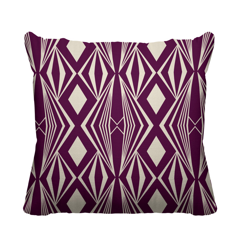 Coussin décoratif intérieur / extérieur Dean Minimalist Tribal Abstract, L 17 po x H 17 po, Mauve