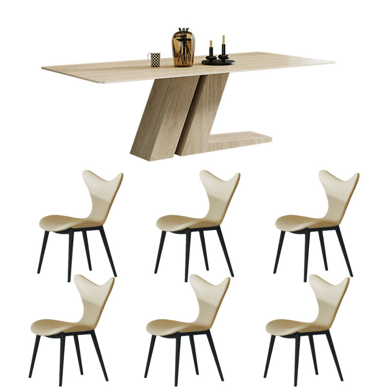 Ensemble de table de salle à manger rectangulaire minimaliste moderne, H 29,5 po x L 70,9 po x l 35,4 po