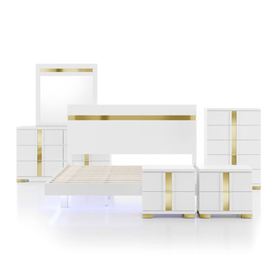 Clemson 6-Piece Platform Bedroom Set with LED Bed