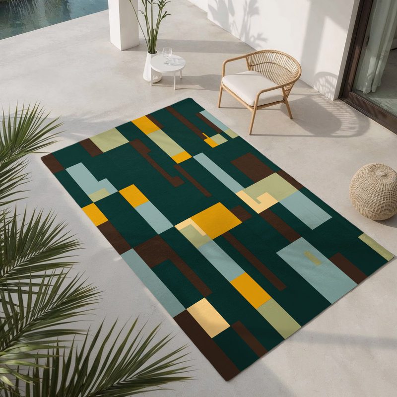 Tapis intérieur et extérieur Mosaic Mountains, Rectangulaire 3 pi x 5 pi