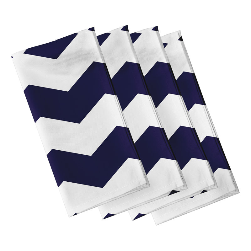 Pemma Polyester Geometric Square Napkin, 18" W x 18" L, Navy