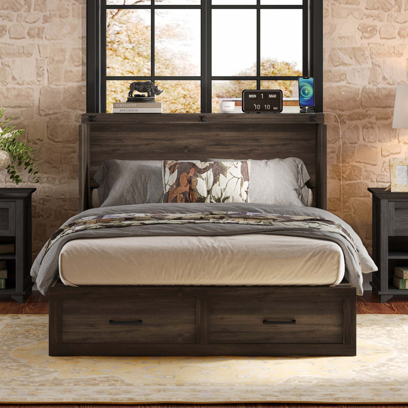 Armoire-lit escamotable pliable avec station de charge, Complète