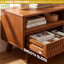 Table basse Harmony de 47,2 po de largeur avec rangement, centre de table rectangulaire en bois pour le salon, plusieurs couleurs, deux solutions - 2 tiroirs lisses et rangement ouvert, finition noyer-553090859