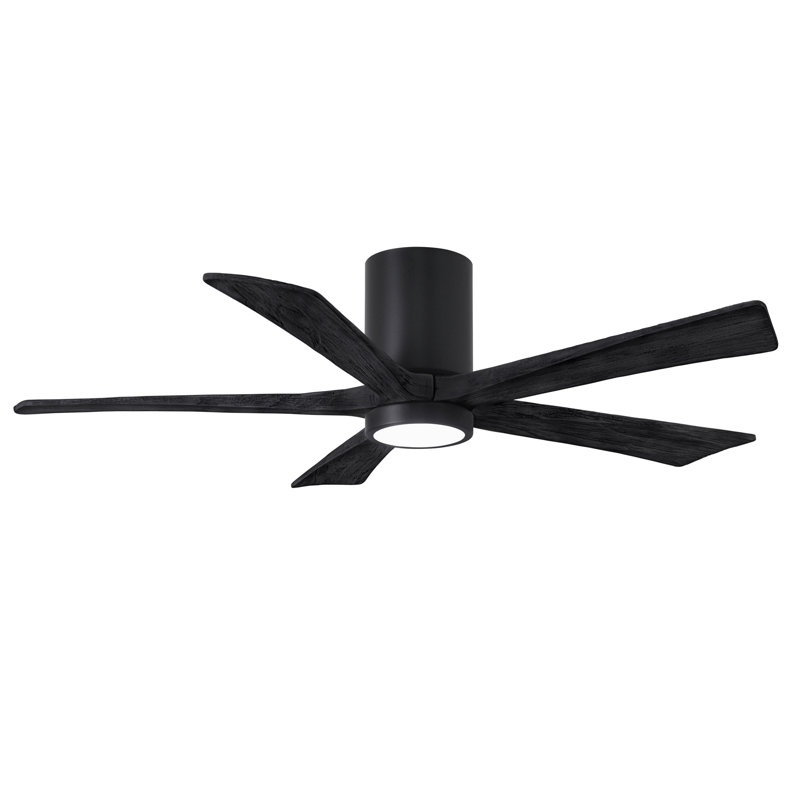 Irene Flushmount Light Kit 5 Blade LED Ceiling Fan, Matte Black, Matte Black, 52"