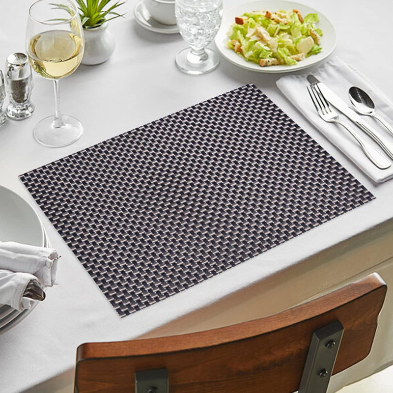 Ensemble de 8 napperons en PVC gris résistant à la chaleur et lavable pour la table de salle à manger et la maison de Noël