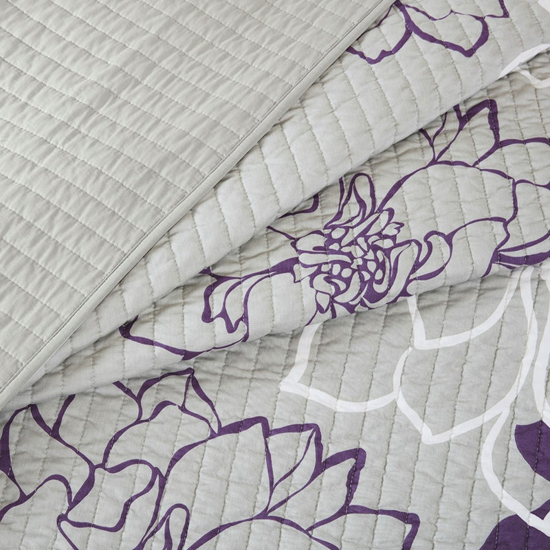 Courtepointe en coton 6 pièces, Édredon de grande / très grand taille + 5 pièce, Mauve