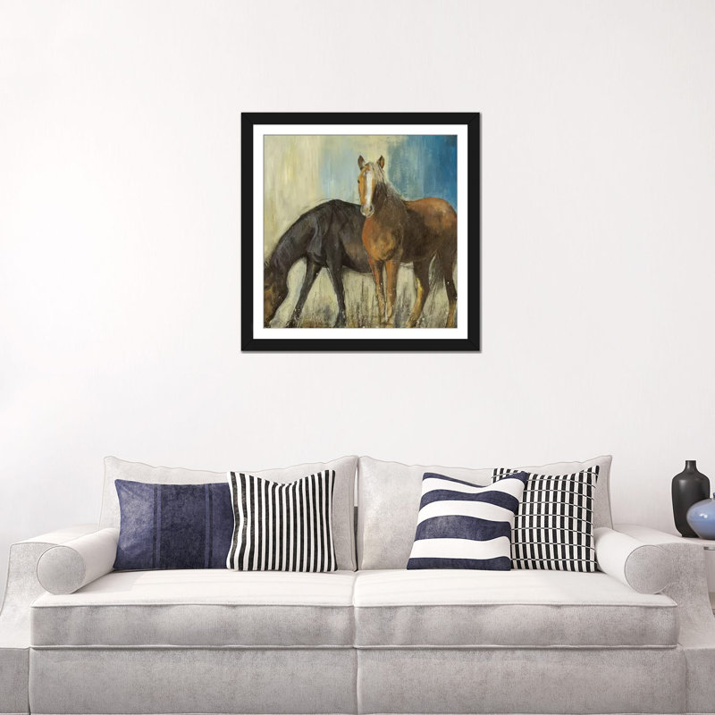 « cheval ii », impression sur toile, H 16 po x l 16 po x P 1 po, Papier d'art encadré noir, Blanc