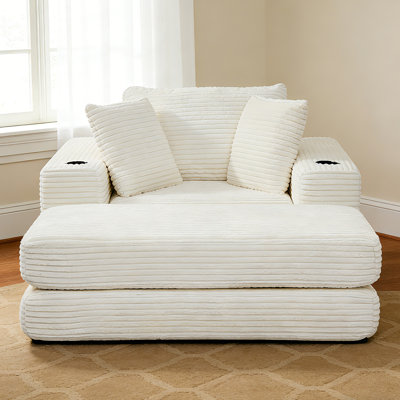 Masir 54.40" Oversized Lounge Chair Indoor Sleeper Chair with Movable Ottoman, Comfy Corduroy.