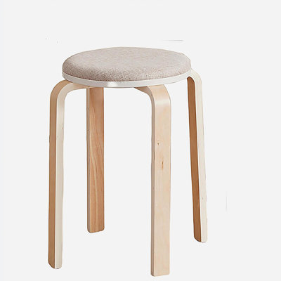 4-Piece Stackable Stool Set, Stackable Bentwood Stool, Round Back with No Back Chair, Suitable for Restaurant, Kitchen, Classroom