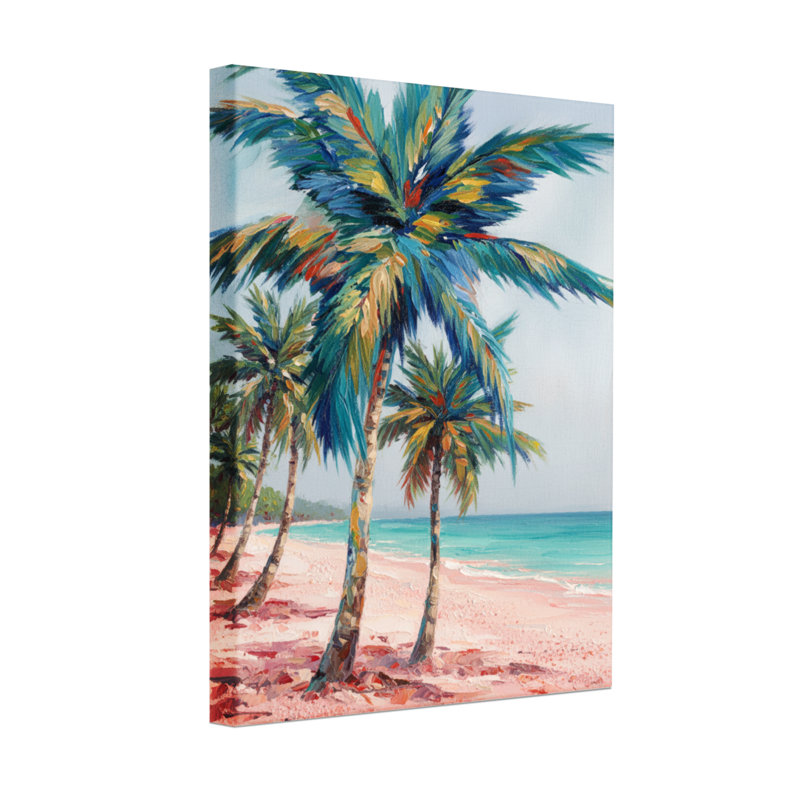 Plantes et fleurs, scène de palmier tropical, H 18 po x l 12 po