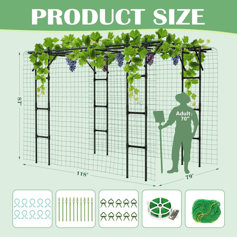 Tall Garden Arch Trellis For Climbing Plants, Large Grape Vine Support Arch Arbour Trellis