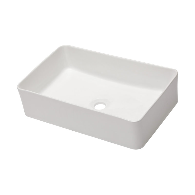 21"X14" White Ceramic Rectangular Vessel Bathroom Sink