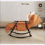 Chaise berçante, dossier pliable réglable à haut dossier et amp; Repose-pieds avec structure en fer massif | Orange | Velours-1199140318
