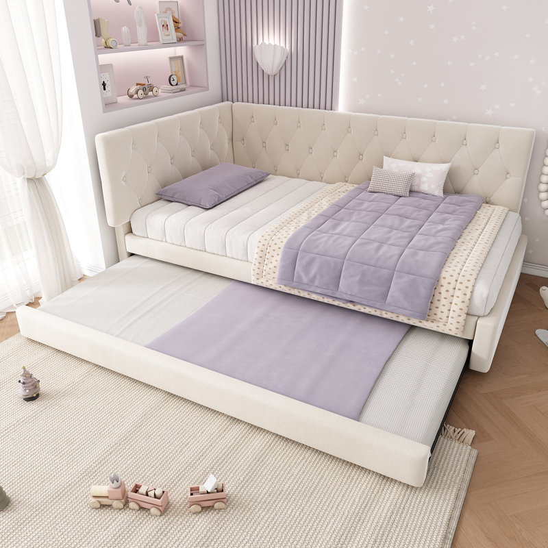 Upholstered with Trundle, Beige