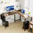 Desk and Chair Set: 49 Inch L-Shaped Computer Desk and Height Adjustable Mesh Chair-1316091850