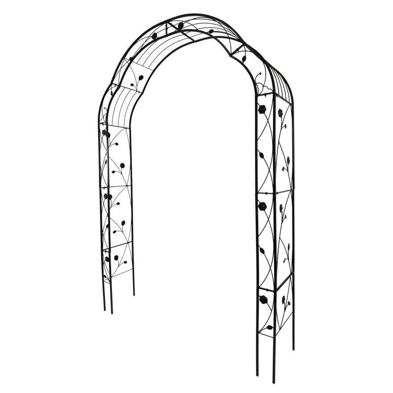 Arche de jardin en métal avec 8 styles, assemblage facile, treillis gothique pour plantes grimpantes, Noir