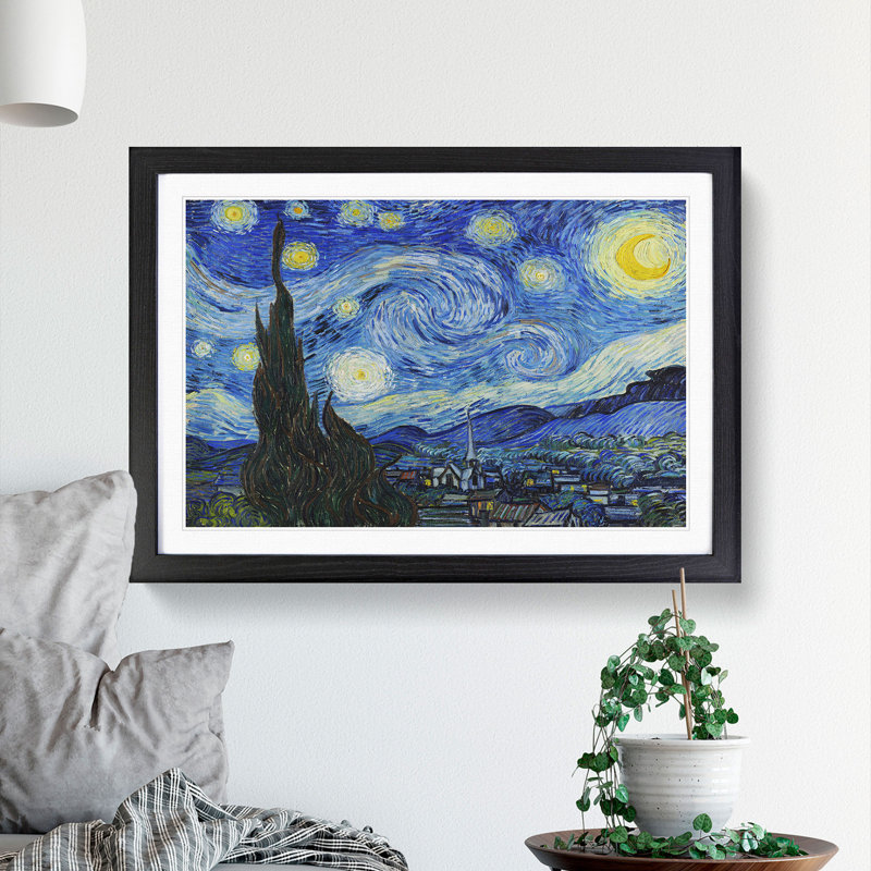 The Starry Night by Vincent Van Gogh - Framed Print, Black Framed, 36cm H x 48cm W x 2cm D