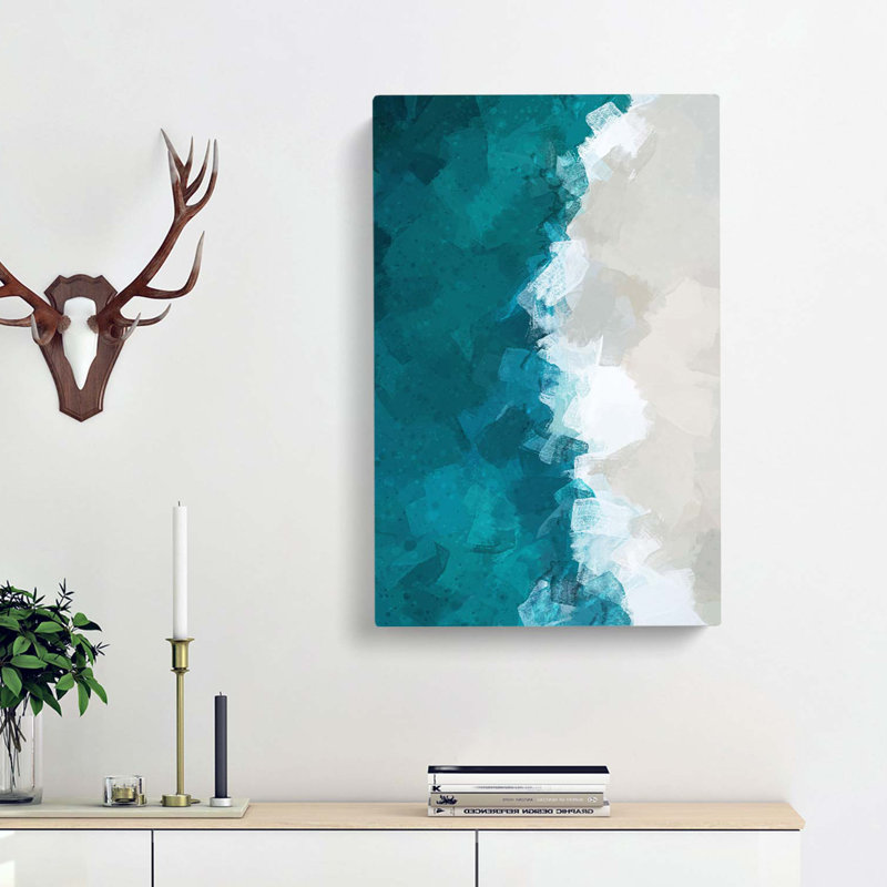 Ocean Kissing The Beach In Abstract - Wrapped Canvas Painting, 91cm H x 60cm W x 3cm D
