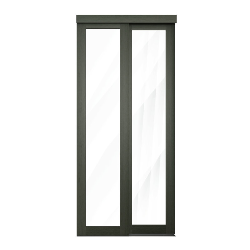 36 po x 80 1/2 po Porte coulissante transparente 1-Lite, gris urbain, 36" x 80.5", Gray