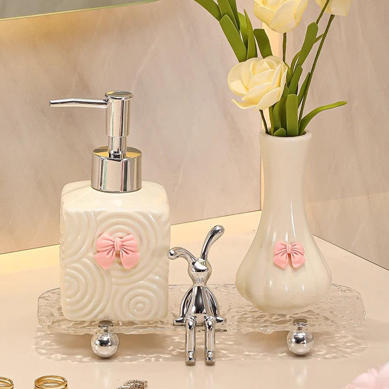Ensemble de distributeur de savon pour salle de bain, Blanc
