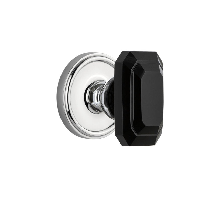 Rosette Grandeur Georgetown avec poignée en cristal noir Baguette, Chrome brillant