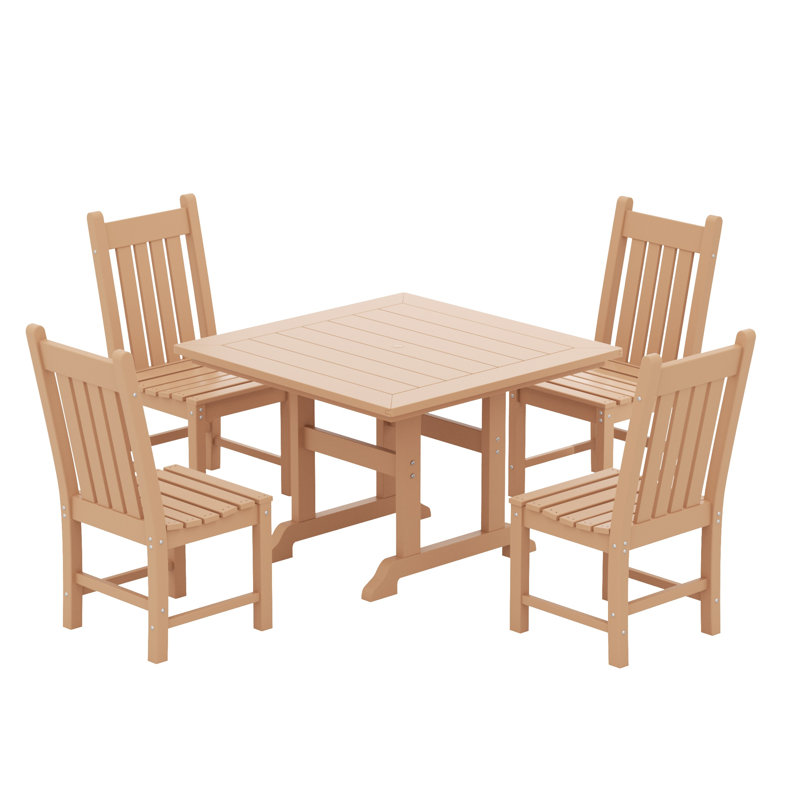 Laguna 4 - Person Patio Dining Set with Square Table, Teak