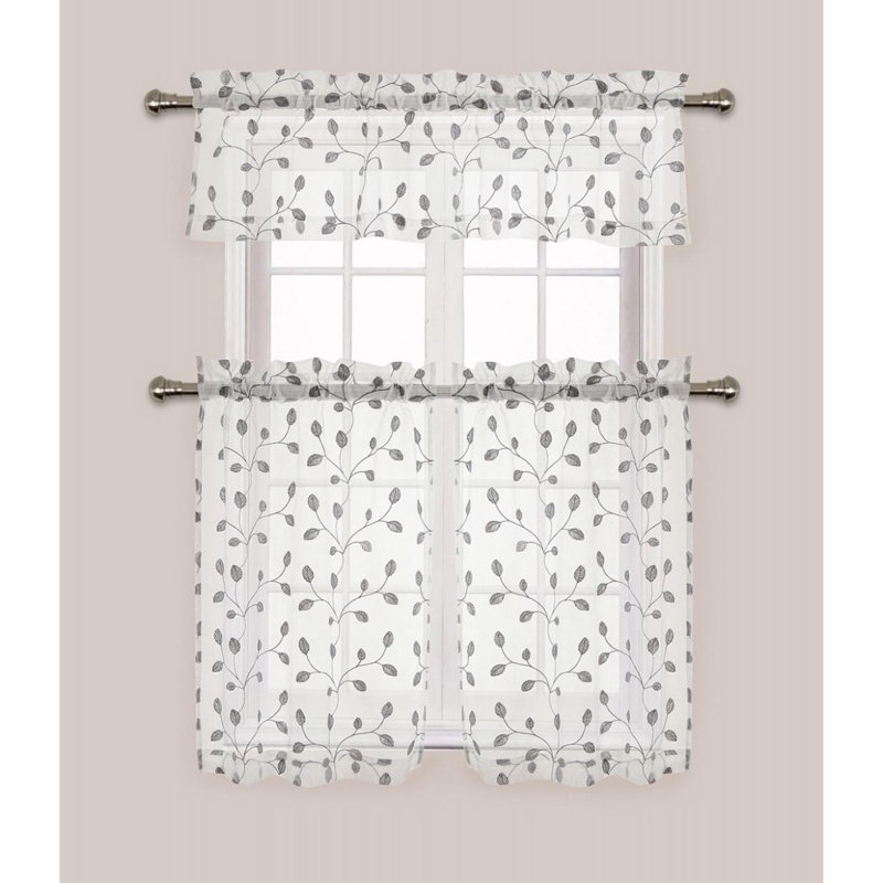 Rideau de cuisine cheveux, Blanc / Gris