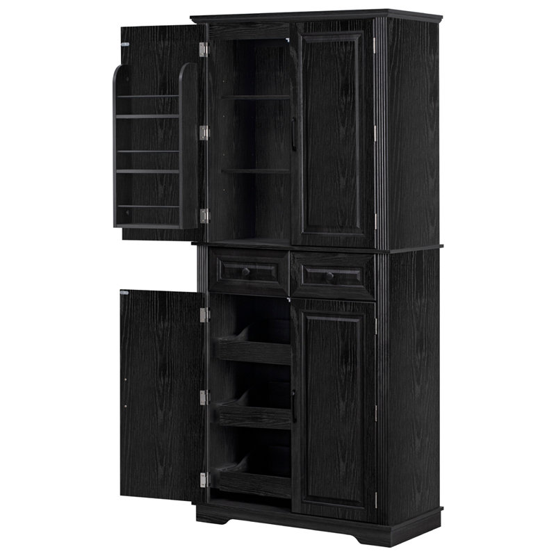 Armoire autoportante de 71 po pour cuisine, salle à manger, Black