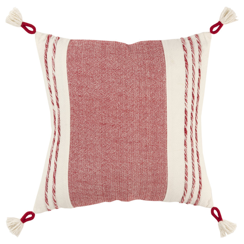 Housse et insert de coussin carré 100% coton , Rouge / blanc