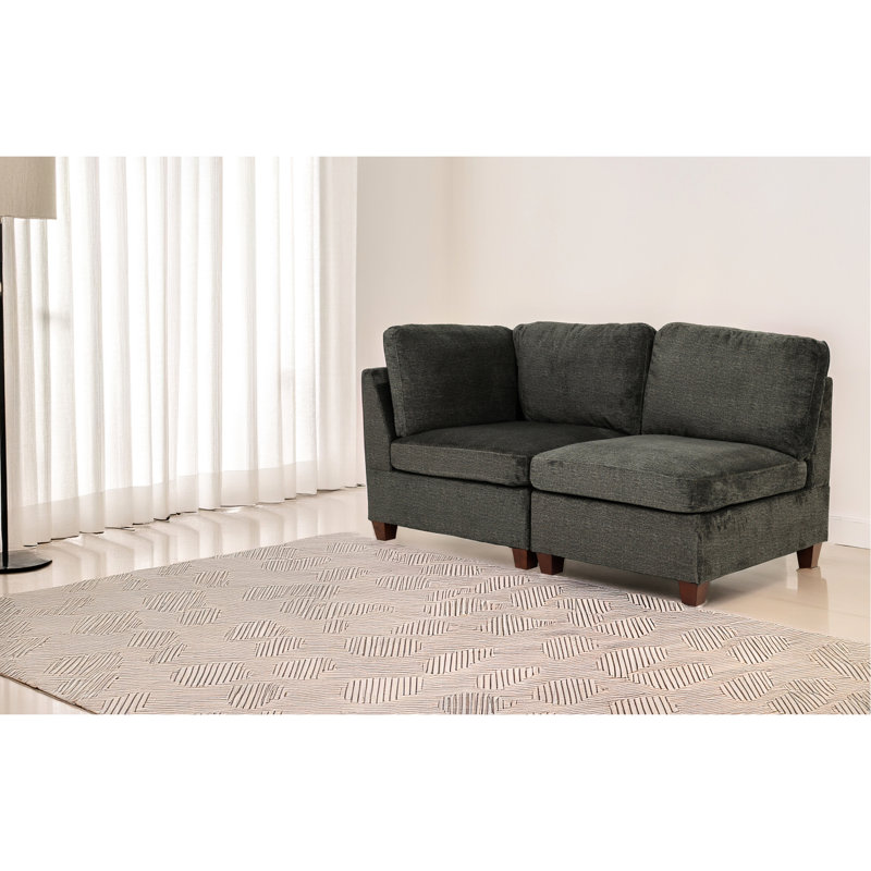 Gray Modular 2pc , Chenille Fabric Living Area Armchairs With Breathable Seat - 2pc, Seating For Room