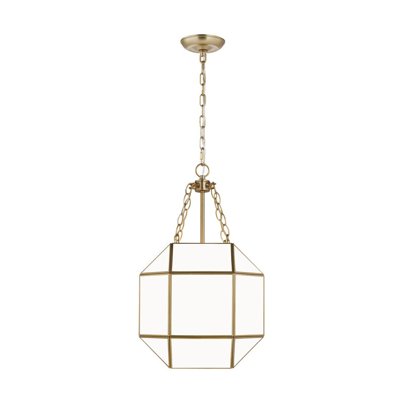 Morrison 3 - Light Pendant, Satin Brass, 23.25" H x 13.5" W x 13.5" D, White