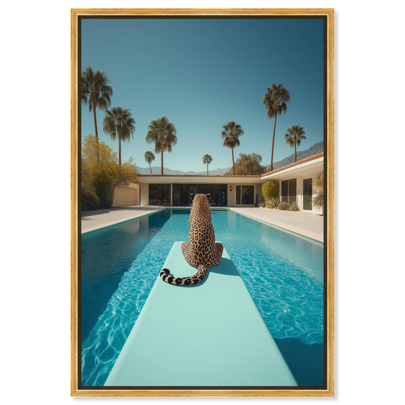 Art, art moderne, toile de tigre moderne, H 31 po x l 21 po, Gold Floater Framed