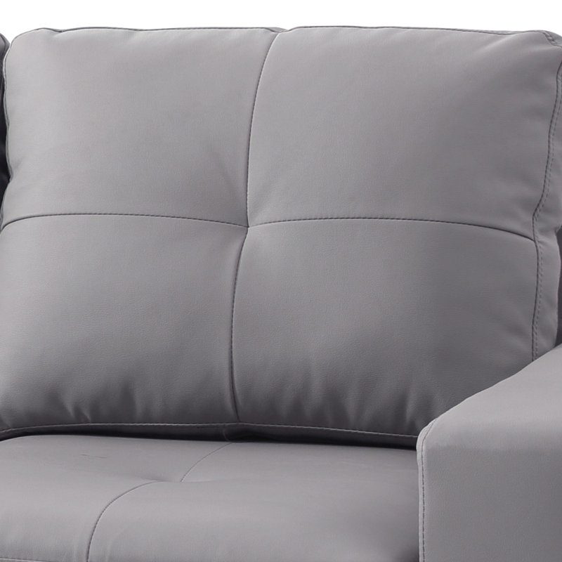 Vegas Upholstered 58'' Loveseat, Gray Faux Leather, 36" H x 58" W x 32" D