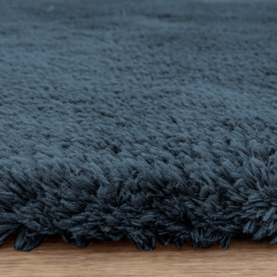 Tachiana Hand Tufted Shaggy Navy Area Rug