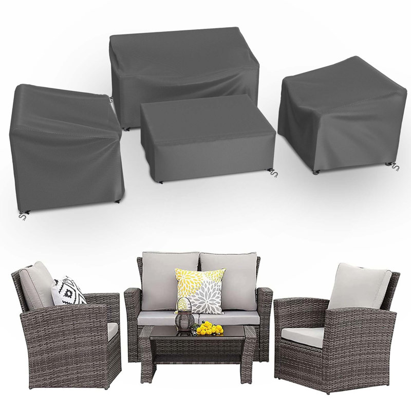 Patio Furniture Set Covers Waterproof Dust Proof Protective Conversation Covers, Gray, 30" H x 56" W x 30" D