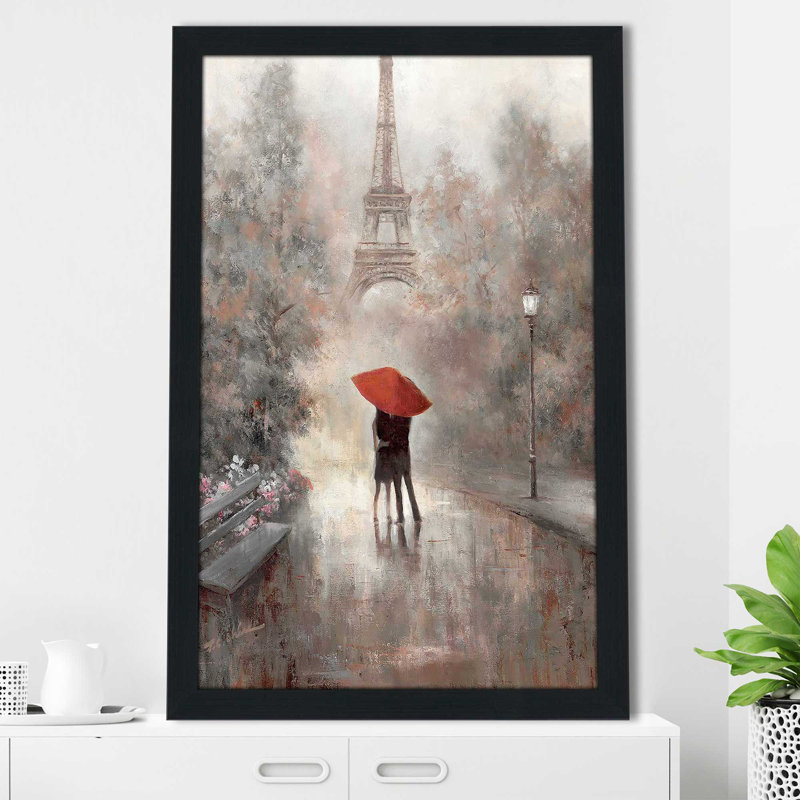 Paris dans la brume par - Peinture, Cadre espresso, H 49,5 po x l 33,5 po x P 1 po