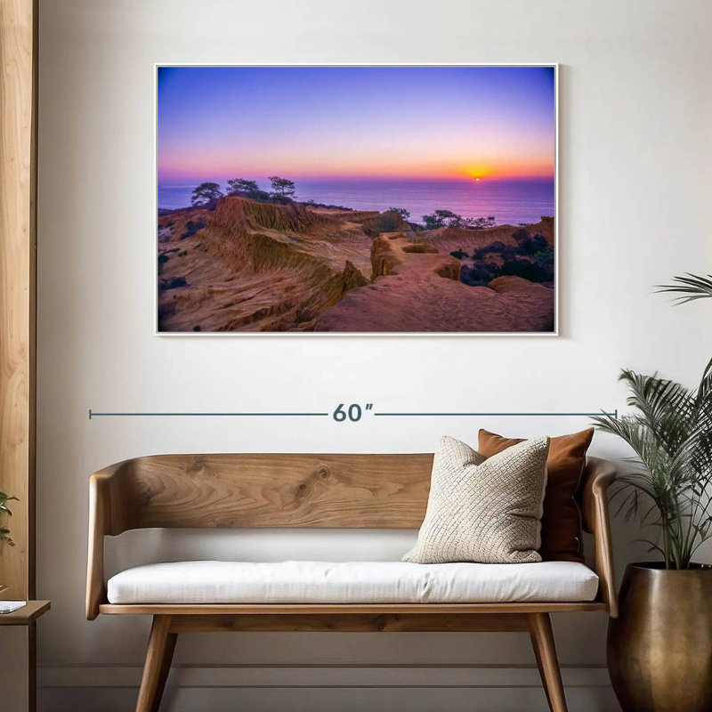 Coucher de soleil Torrey Pines, Cadre flottant blanc, 46 po x 31 po