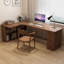 Bureaux en bois massif en L brun noisette-107466484-107466483