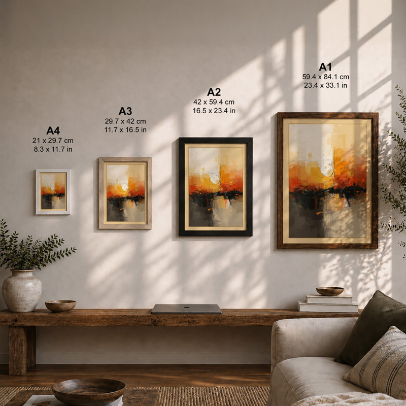 City at Dusk Modern - Framed Print, A3 - 42.0 x 29.7 cm, White