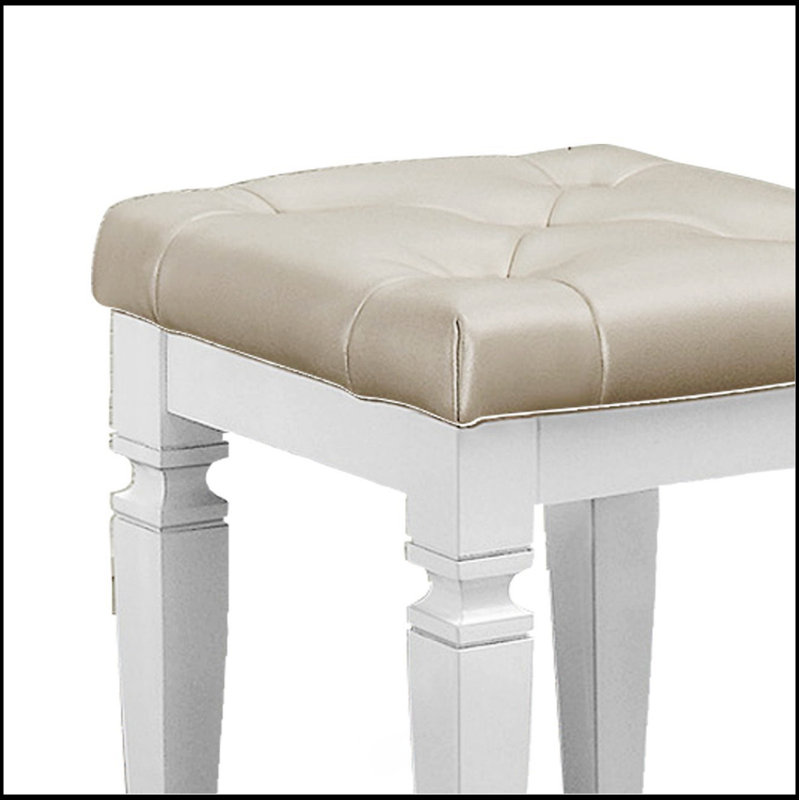 Tabouret de coiffeuse 1 pièce Modern Glam, Blanc, Beige