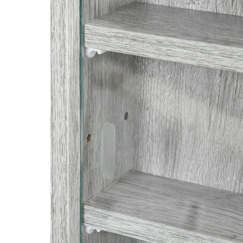 Présentoir à 5 tablettes réglables, gris - parfait pour exposer des objets de collection et du verre mettant en vedette des figurines