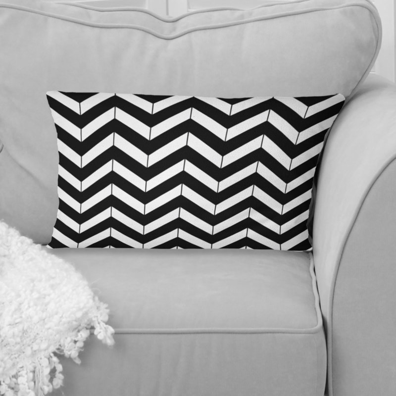 Imprimé à chevrons traditionnel noir et blanc - Coussin lombaire traditionnel
