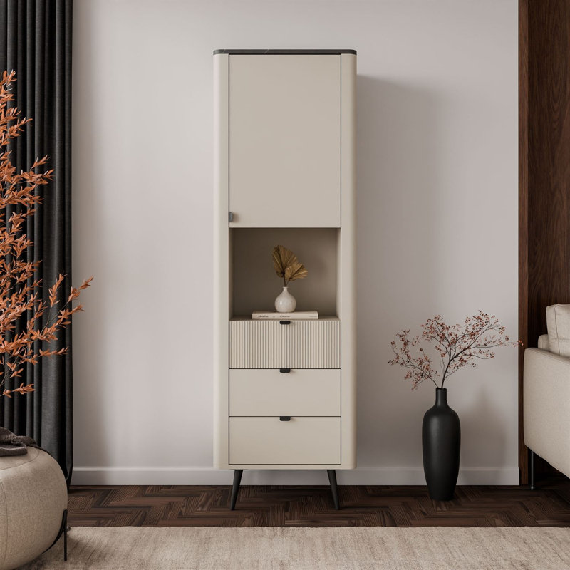 191cm H x 60cm W Bookcase, cashmere / grey stone