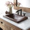 Lavabo de salle de bain rectangulaire en cuivre martelé à la main Hana
