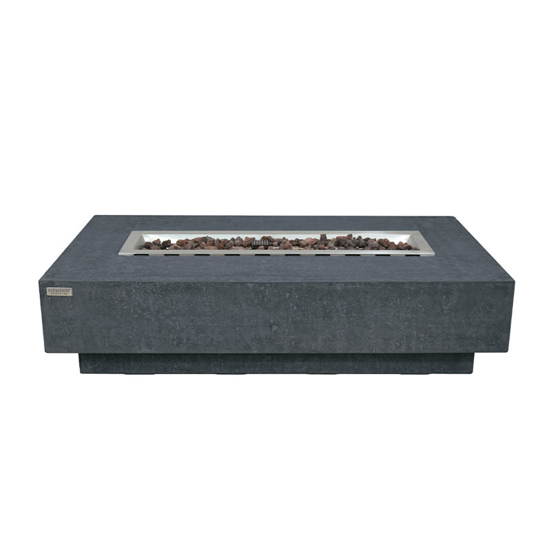 Hampton Fire Pit Table Rectangular Firepit 45000 BTUs Dark Grey, 56 x 32 Inches, Natural Gas