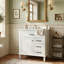 30" Freestanding Bathroom Vanity With Ceramic Sink, Solid Wood Frame Cabinet With 1 Flip Drawer, 2 Drawers And Door Storage Rack-1850568598