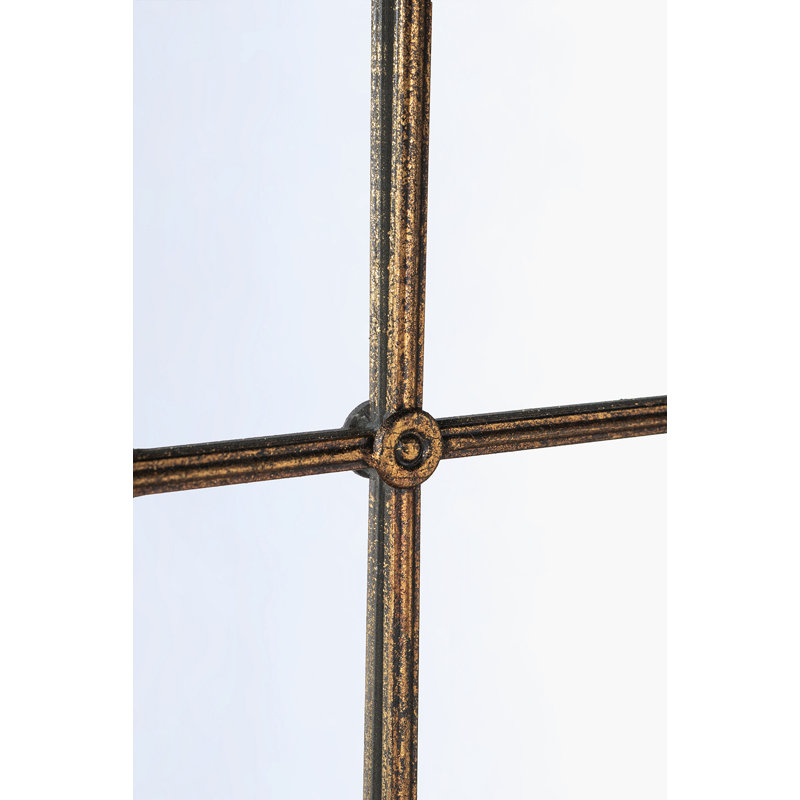 Arched Full-Length Mirror with Black and Gold Windowpane Design