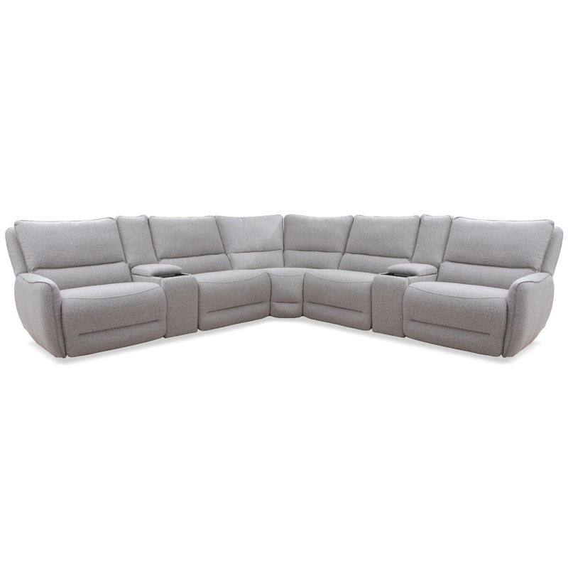 Canapé modulaire inclinable électrique 7 pièces Ignazia, Mélange de polyester beige