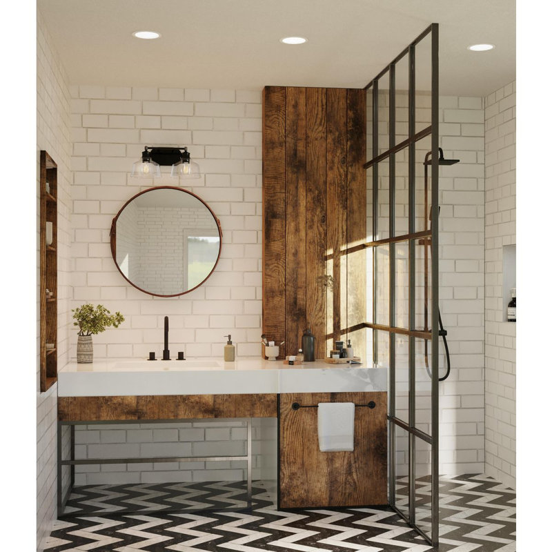 Éclairage pour meuble-lavabo 36 po Leo, Noir mat, Quatre lumières